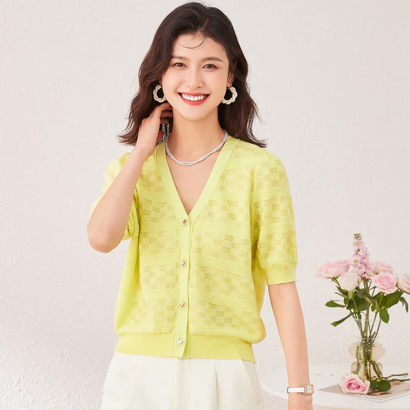 Women's Silk Blend V-neck Knit Top
