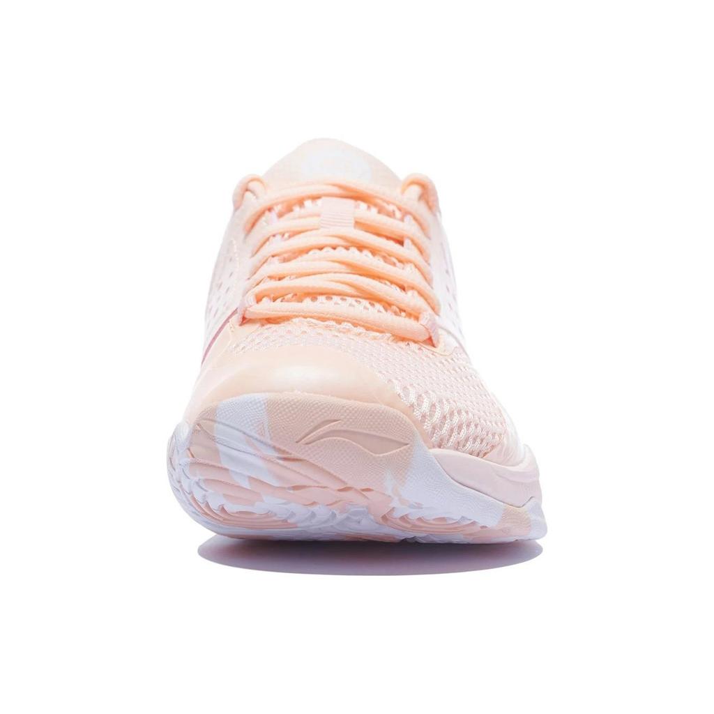 Li Ning Halberd TD Badminton Shoes Women's Low Top Neon Orange Pink/Standard White AYTQ012-4