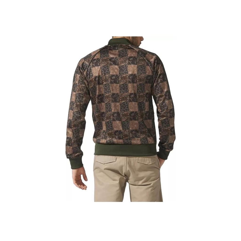 Adidas Originals Trefoil Logo Print Sports Zip-Up Long Sleeve Jacket Men jackets Brown S18589