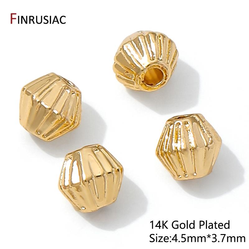 

14K Gold Plated Brass Round Stripe Spacer Beads,Separator For Beads,DIY Bracelet Necklace Making Accessories,Jewelry Material 10 pieces