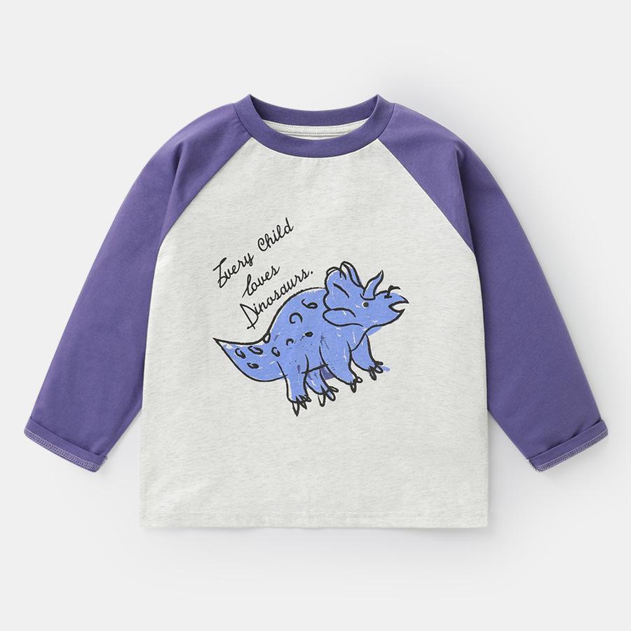 Boys' Striped Long-Sleeve Antibacterial Cotton T-Shirt