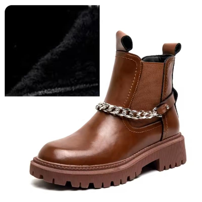 Fashion AIYUQI Boots Women Winter Genuine Leather Large Size 41 42 Fur Women Ankle Boots Fashion British Style Women Chelsea  boots