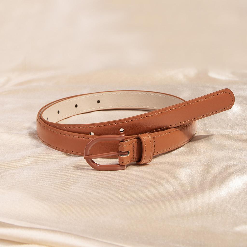 Womens Faux Leather Belt With Geometric Alloy Buckle For Daily Casual Use