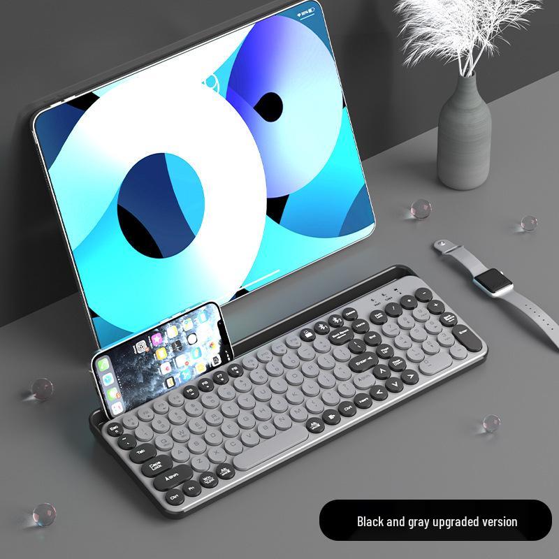 Retro Round Keycap Dual-Mode Wireless Bluetooth Keyboard & Mouse Set for Laptop, Desktop, Mobile, and Tablet