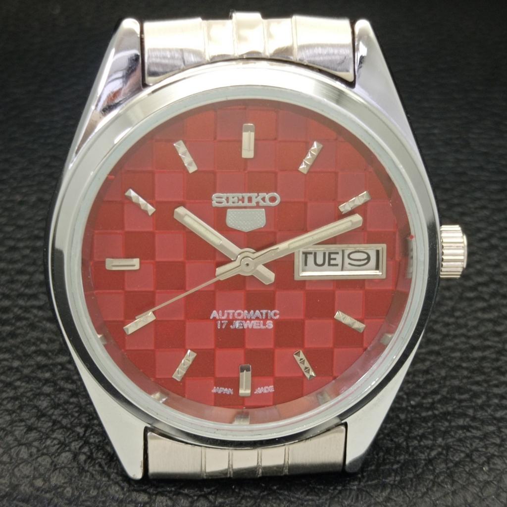 AUTOMATIC SEIKO 5 JAPAN MENS 6309A REFURBISHED RED COLOR DIAL WATCH a440264-9 Sk-a440264-1