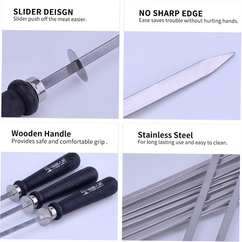 Szpikulce do grilla Szaszłyki Metalowe wielokrotnego użytku Wytrzymałe ze stali nierdzewnej Narzędzia BBQ Szaszłyki Hot Dog