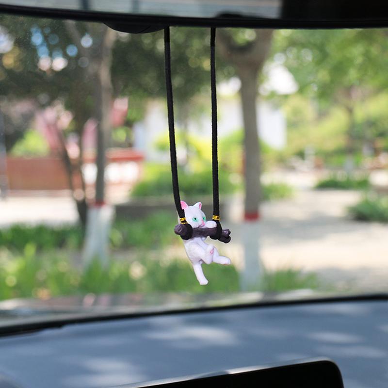Cat Car Pendant Mirrors Hangable Accessories Cute Branch Cat Pendant Rearview Mirrors Kitten Charm for Auto Interior Decor