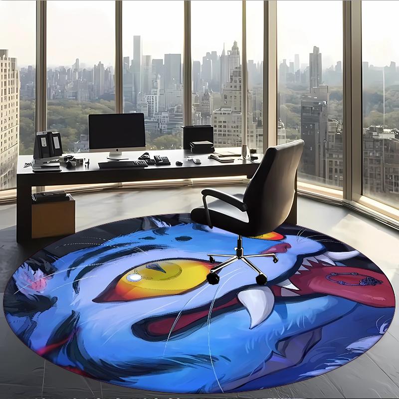 Derpy Tiger (14) Round Office Rug Decorative Floor Rug for Office Bedroom Living Room and Home Space