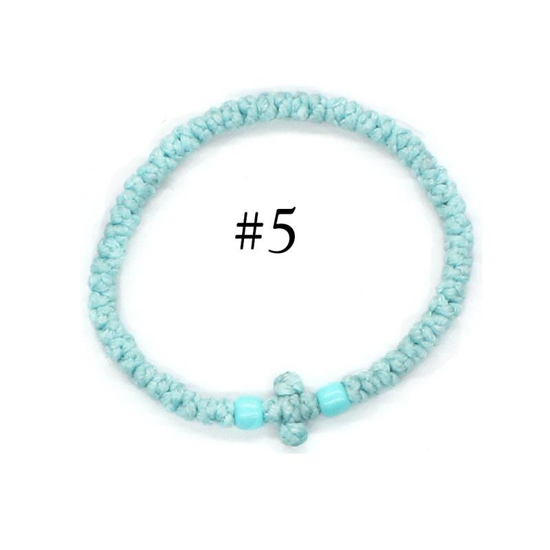 Eastern Orthodox Adjustable Prayer Rope, Hand Knotted Cord Bracelet With Geometric Cross Decor Unisex Multiple Color Options