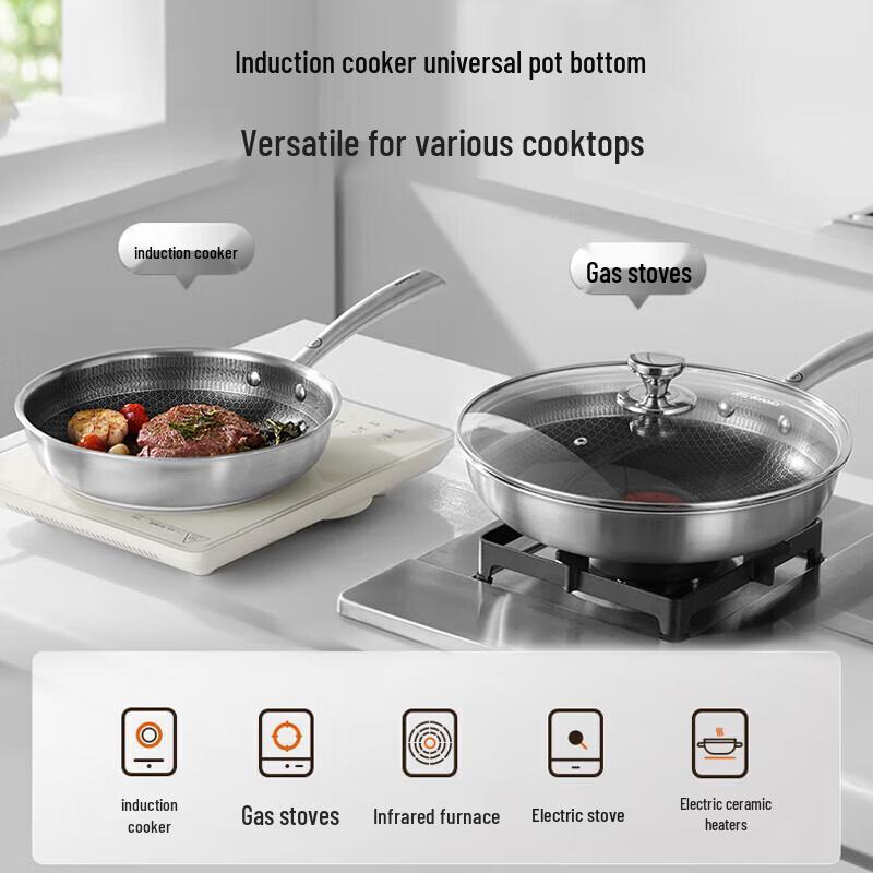 Joyoung 304 Stainless Steel Honeycomb Frying Pan