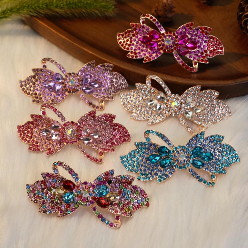 Elegant Rhinestone Alloy Hair Clip - Stylish Versatile Updo Accessory for Women