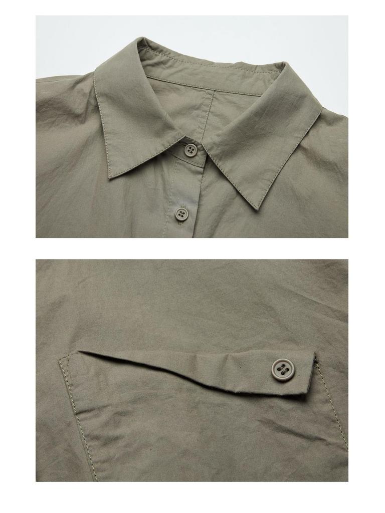 Women's Casual Loose Fit Pure Cotton Pocket Long Sleeve Shirt - 2026 Spring Collection