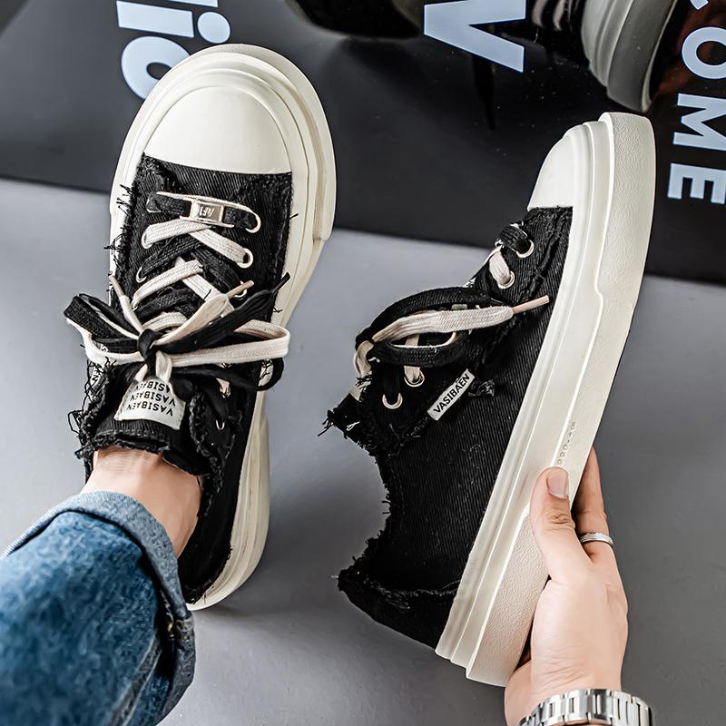 Fashion Summer White Men's Canvas Sneakers Platform Vulcanized Shoes For Men Comfy Breathable Casual Shoes Man Fashion Board Shoes