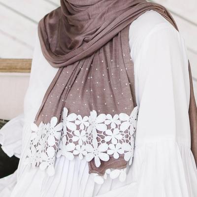 Muslim Jersey Hoofddoek Met Strass Kant Hoofddoeken Sjaal Voor Vrouw Abaya's Jersey Sjaal Islamitische Jurk Vrouwen Turbanen Hoofddoek Vrouw