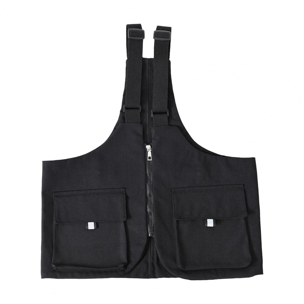 

Летняя повседневная сумка-жилет с регулируемыми лямками, однотонный жилет, сумка с карманами и карманами на молнии, уличный рюкзак на плечо чёрный