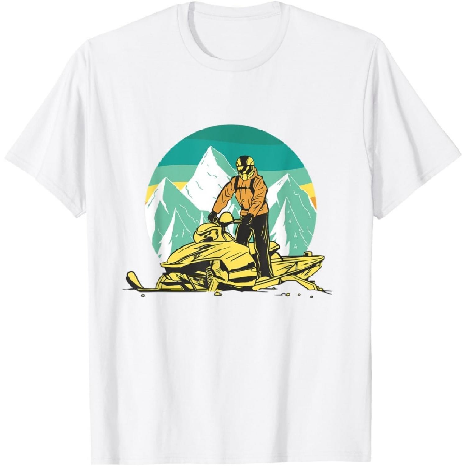 

Snowmobile And Mountains Snow Funny T-Shirt XXXXXL білий