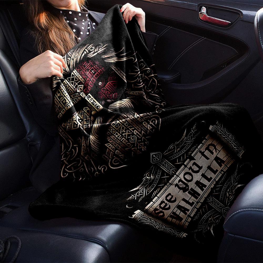 1pc Viking Valhalla Throw Blanket Soft Flannel, Cozy All Season Polyester Perfect for Home, Office