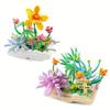 DIY Bouquet Potted Building Blocks Toys, Creative Scene Decoration Parts, Desktop Model Ornaments Nice Gifts for Girls