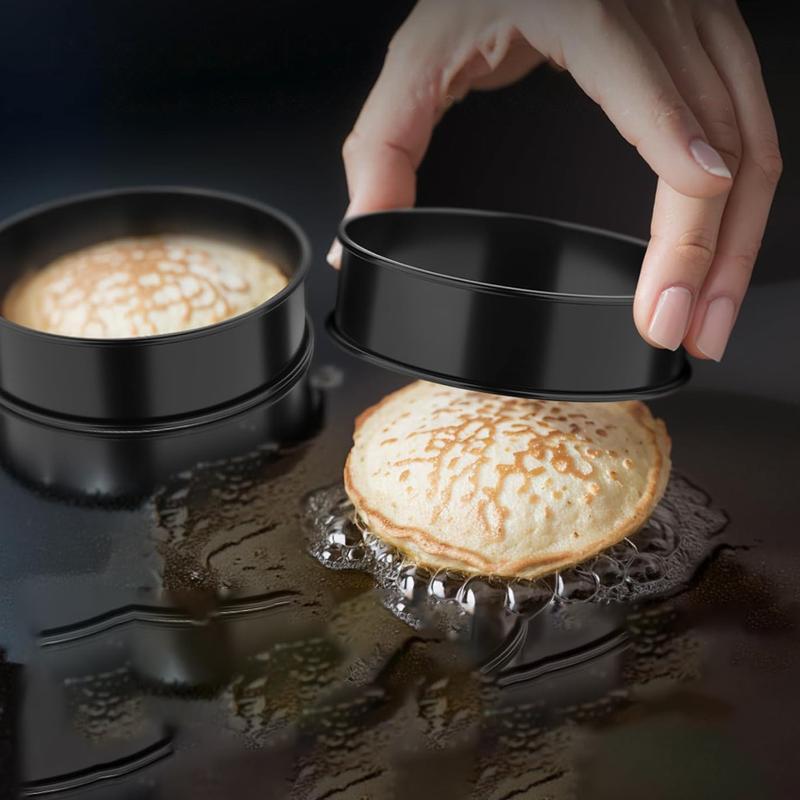 1/2/5 stk Tærte Crumpet Muffinsring Sæt Fødevaregodkendt Rustfrit Stål Dobbelt-Rullet Non-stick Sort Til Pandekage Bagværk Omelet Hjem B
