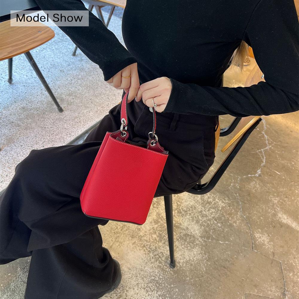 2025 Neue Mini Damen Schultertaschen Echtes Leder Kleine Handtasche Paneeliert Erste Schicht Rindsleder Umhängetasche Eimertaschen Geldbörse