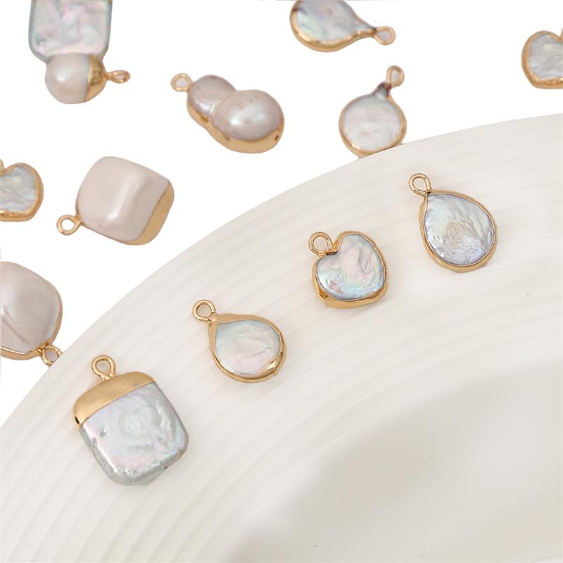 Natural Freshwater Pearl Irregular Gold Edging Single Hanging Style For DIY Necklace Bracelet Earrings Jewelry Making