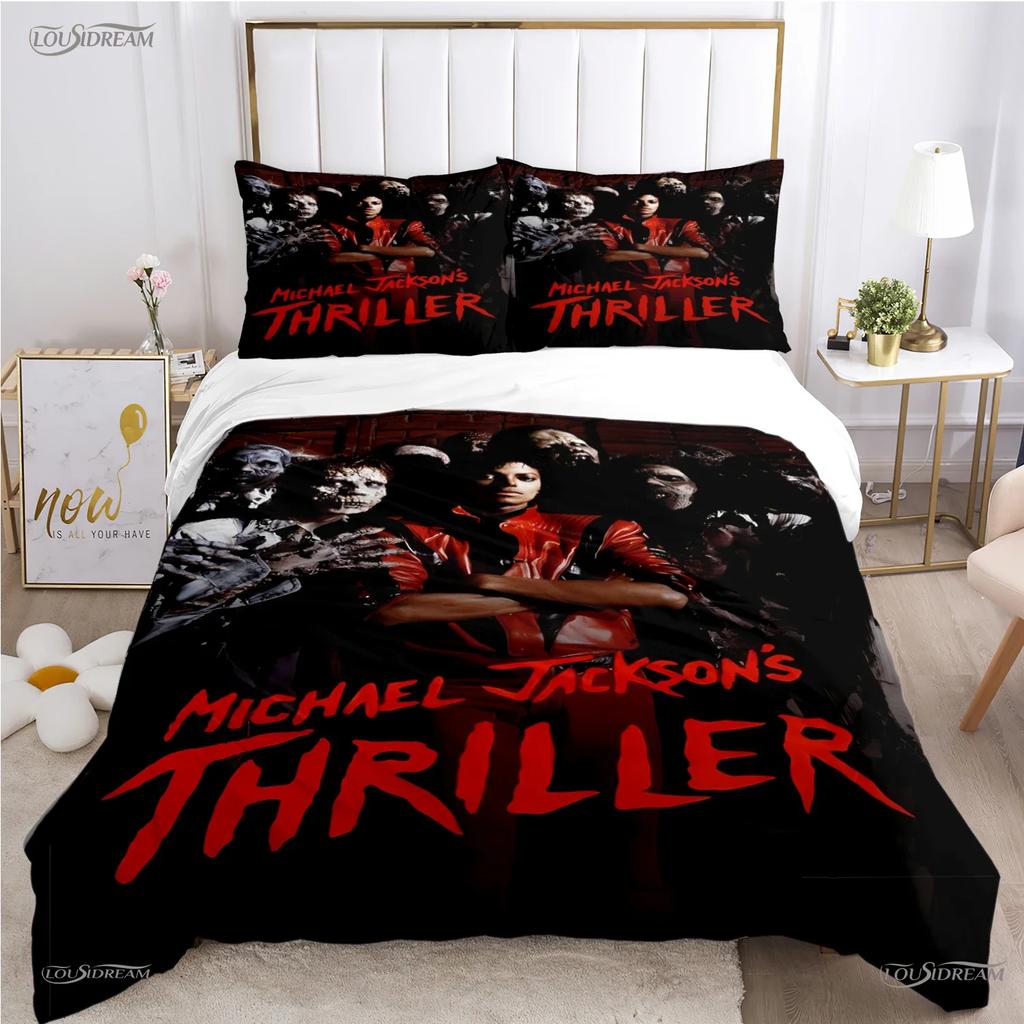 Michael Jackson Casal Ganzjahres-Bettwäscheset mit weichem Bettbezug und Kissenbezügen, erhältlich für Jungen in den Größen Einzel-/Doppel-/Queen-/Kingsize.