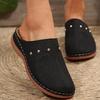2025 Women's Thick-Soled Closed-Toe Backless Casual Slippers, Plus Size Round-Toe Summer Design