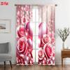 2PC Valentine's Pink Rose Heart Curtains Glitter Ball Print Light Filtering Sheer Drapes Romantic Window Curtains for Bedroom