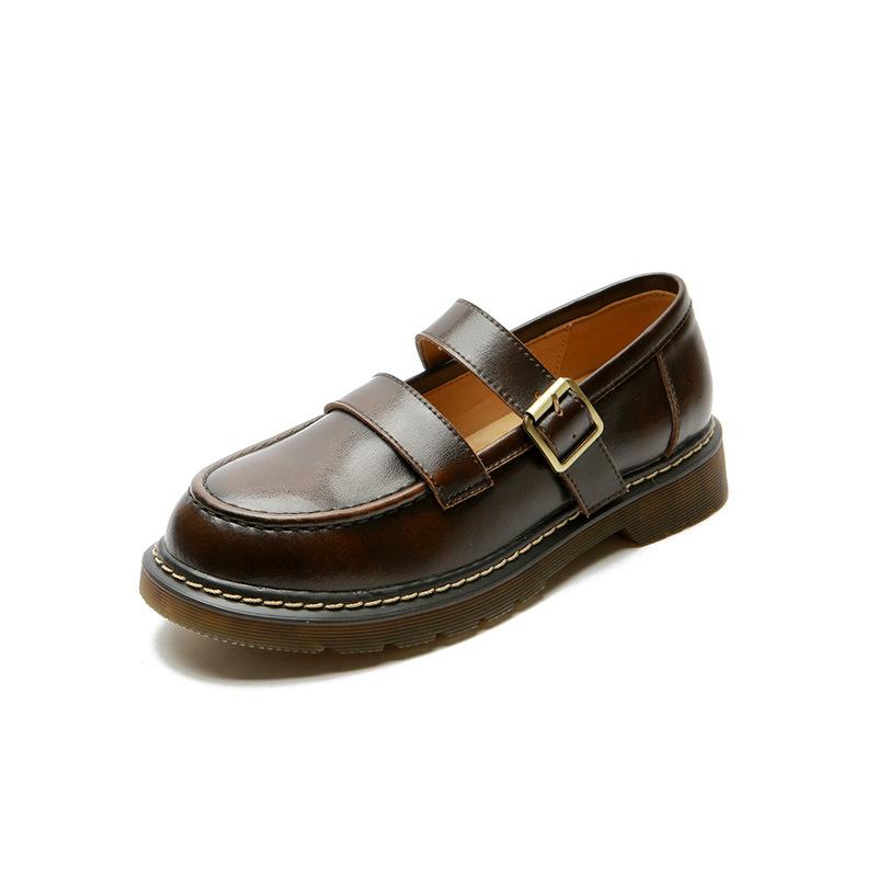 

мода 2024 весна и осень новые туфли-униформа JK британский стиль ретро мода однотонные повседневные одинарные туфли туфли Мэри Джейн Лолита 40