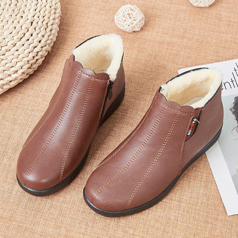 Women's Winter Non-Slip Soft Sole Boots - Warm Velvety Cotton for Middle-Aged and Elderly