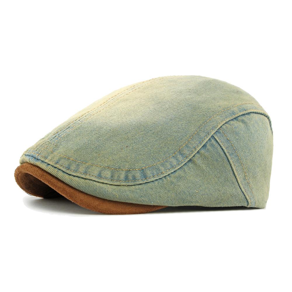 Unisex Denim Newsboy Cap - Vintage Washed Flat Cap for Casual Daily Wear (4 Color Options)