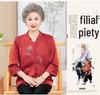 Elderly Women's Ethnic Spring Top - Seven Sleeve, Loose Fit, Fashionable for 60s & 70s Grandma