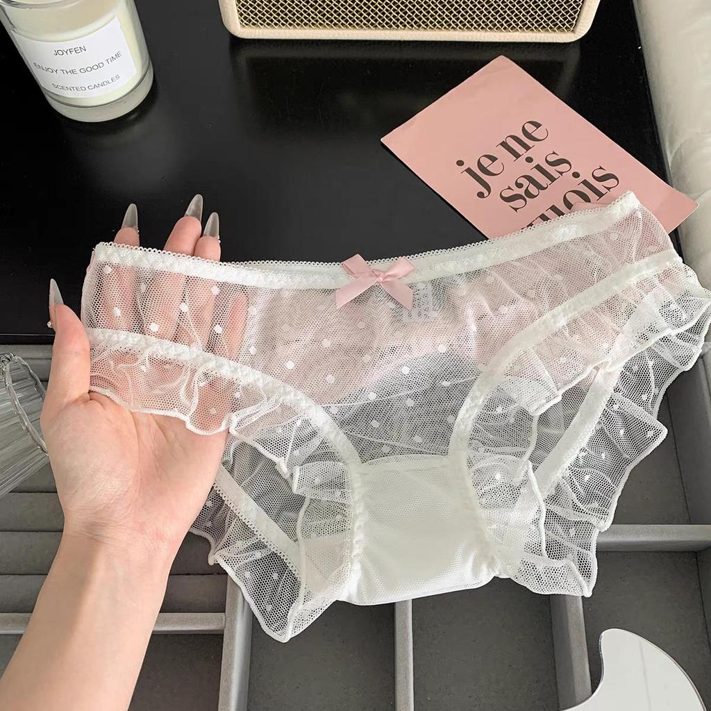 Mori Girl Mesh Ruffle Princess Triangle Women's Panties - Cute & Sexy Transparent Design