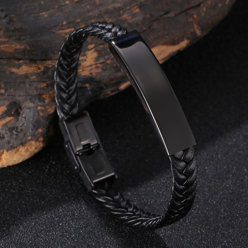 Men Jewelry Black Braided Leather Bracelet Buckle Clasp Fashion Libra Jewelry Bangles Gift