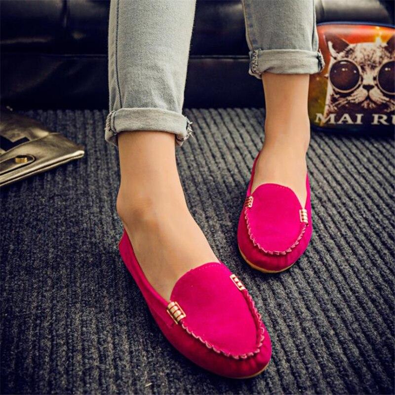 Lässige flache Schuhe Frühling Herbst Flache Damenschuhe Rutscht Weiche runde Zehenpartie Übergröße Denim Flats Jeans Loafers Zapatos Mujer