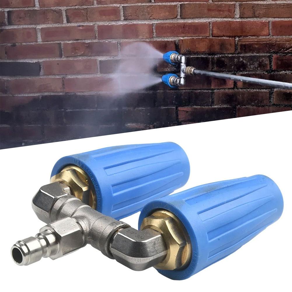4000PSI Max 360° Rotatable High Pressure Washer Dual Garden Nozzle Car Turbine Cleaning Washing Tool Twin V7Y4