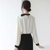 Women Blouses Shirts 2025 Spring Long Sleeve Women Blouse Shirt O-Neck Black Chiffon Blouse Shirt Women Tops J856