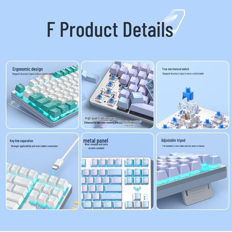 AULA F3587 Wired Portable Mechanical Keyboard and Mouse Combo