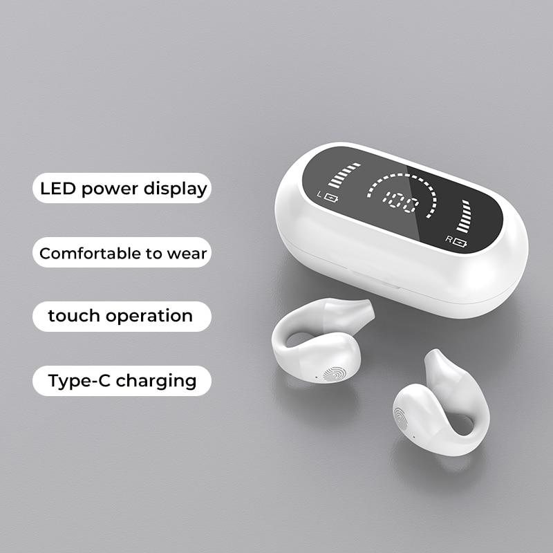 

НОВИЙ Навушники Bone Conduction Bluetooth 5.2 Earring Earring Wireless Headphones Sports Headsets Bear Hook with Mic 1pc білий