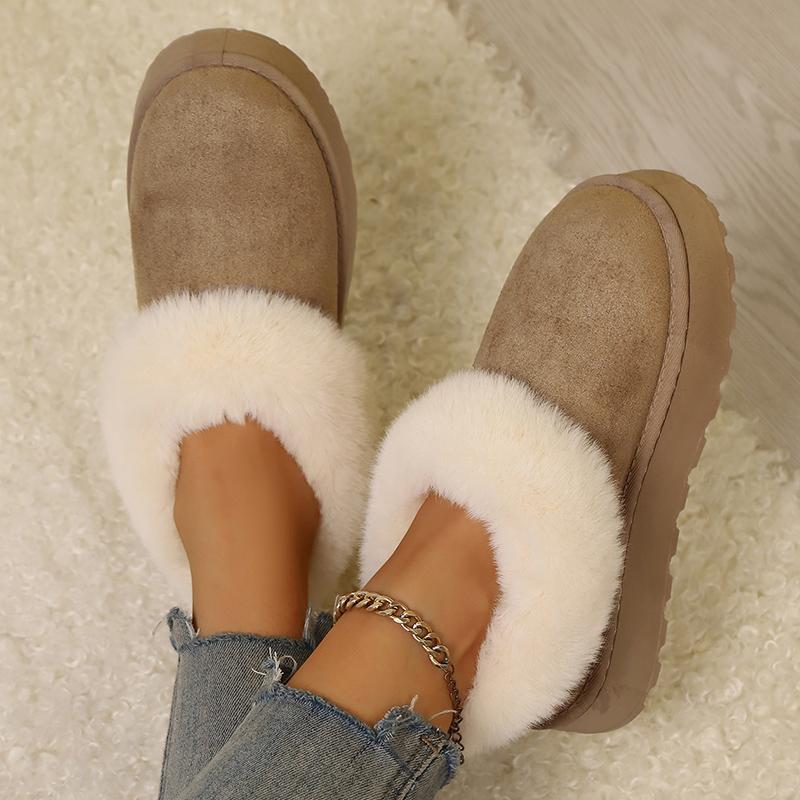 Fashion Faux Fur Platform Snow Boots for Women Non Slip Warm Winter Cotton Shoes Woman Plus Size 36-43 Thicken Plush Ankle Boots Ladies