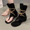 Fashion Women Heeled Sandals Lace Up Designer Shoes Ankle Fashion Dress Woman Cool Boots 2025 Summer New Clip Toe Zapatillas De Mujer