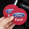 2Pcs Car Coasters Leather Water Cup Holder Mat For Ford Focus Fiesta Mondeo Puma Car Interior Anti Slip Water Cup Pad Keychain Ed55