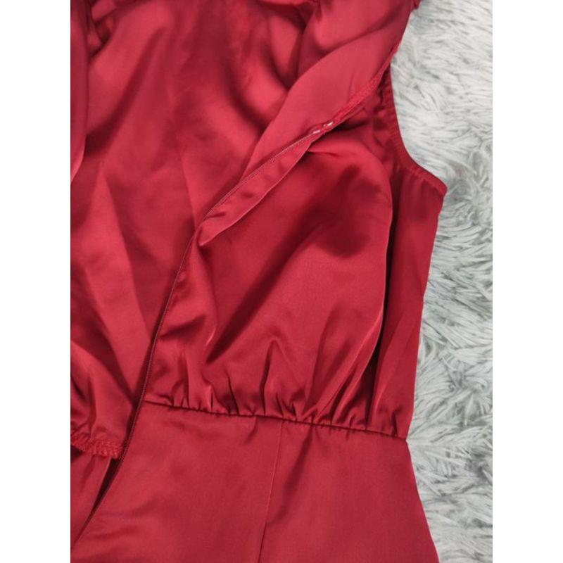 European and American Style Classy Textured Lu's Smooth Acetate Satin Stand Collar Dress Split Ladies Party Dress Women's Dress