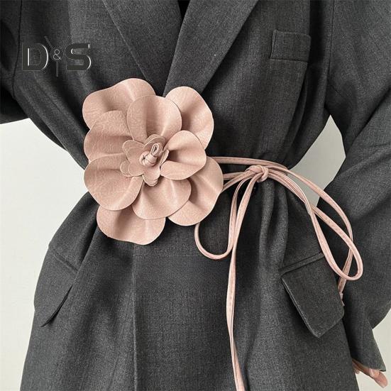 Boho Flower Waist Belt for Women Girls Floral Faux Leather Rope Waist Band Wedding Dress Thin Waistband