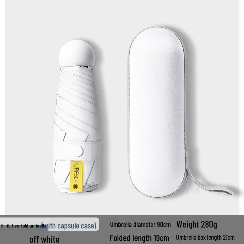 Women's Dual-Use Mini Umbrella: Compact Five-Fold Design, Thickened Fabric, Black Glue for UV Protection, Custom Logo Option