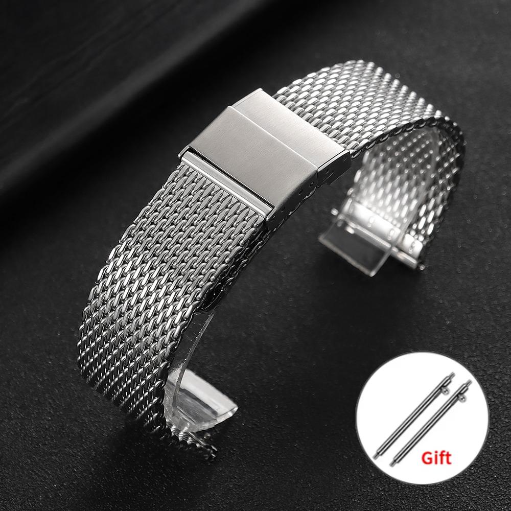 Stal Nierdzewna Pasek do Zegarka 20mm 22mm 1.0 Mediolański Magnetyczna Klamra Pasek Matowy Polerowany Siatkowy Bransoleta Uniwersalny Premium Opaska na Nadgarstek