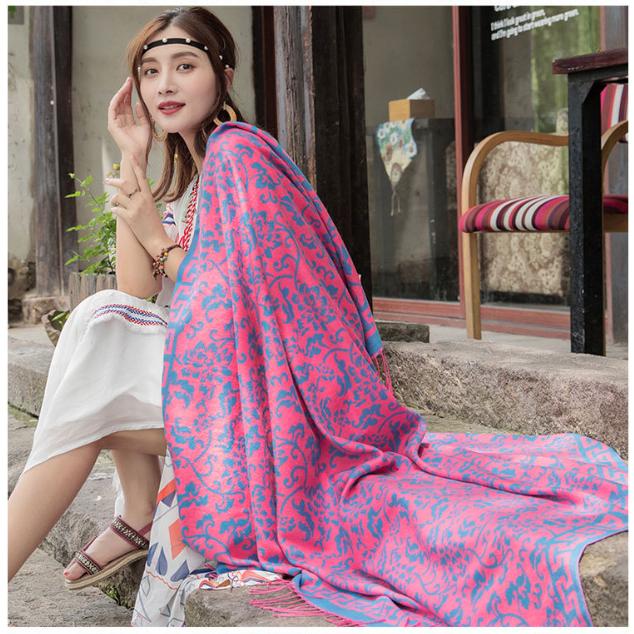 140*140cm Elegant Paisley Floral Pashmina Shawl and Wrap,Boho Rave Scarf for Festival, warm winter scarf traditional ornate fashion accessory