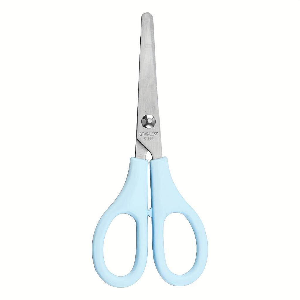 1pc Stainless Steel Round-Tip Scissors with Sharp Blades - Precision Cutting for Paper & Fabric,Multi-Purpose Home & Office Use