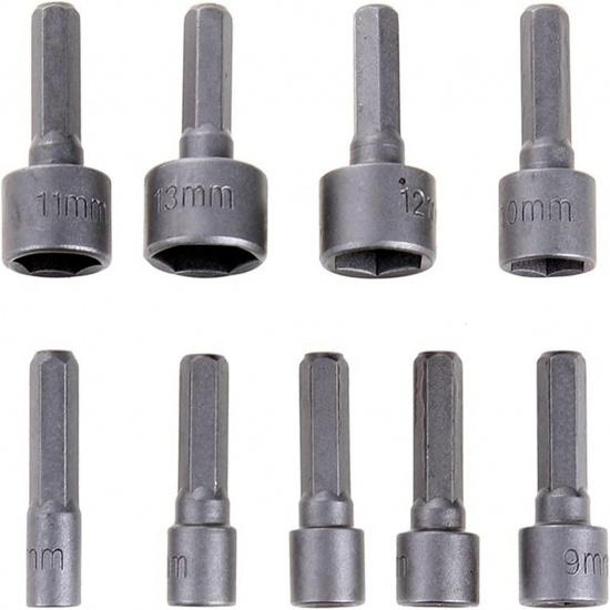 SUOFEILAIMU 14-3Pcs 5-12mm Hexagon Nut Driver Socket Screwdriver Wrench Set Drill Bit Adapter for Electric Screwdriver Handle Tool (Color : 6pcs