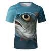 Men's Retro Fishing T-shirt 3D Printed Casual Short Sleeve Loose Men's T-shirt Sportswear